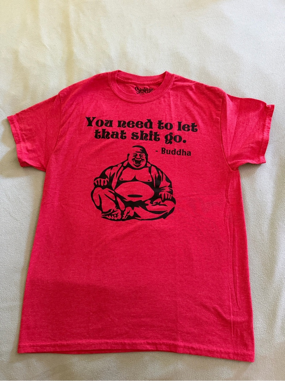 Spencer’s Men's Heather Red Graphic Tee with Buddha Quote M